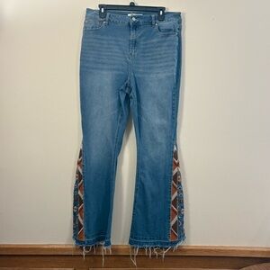 Est. 1946 cato denim jeans womens 14 boho western high rise embroidered flare cl